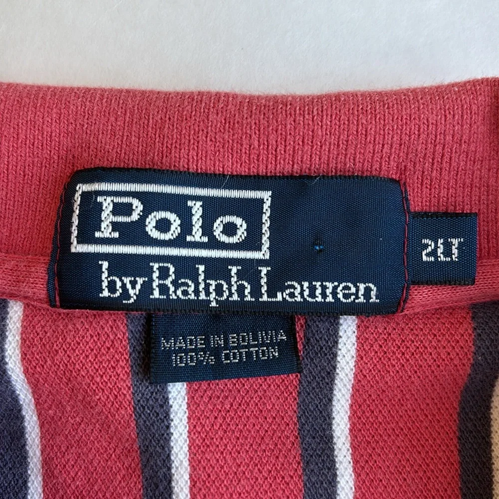 Vintage Polo Ralph Lauren Red White Striped Pique Golf Polo Shirt Men’s XXL Tall
